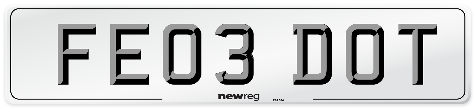 FE03 DOT Number Plate from New Reg